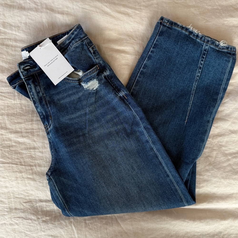 VICI Evangelina Stretch Distressed Barrel Jean
